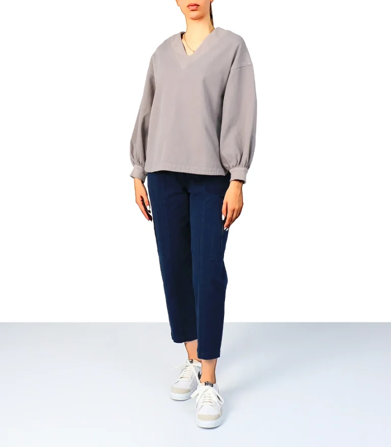 دسته بندی: پوشاک، بلوز و شومیز | نام محصول: بلوز یقه هفت کتان | رنگ: طوسی