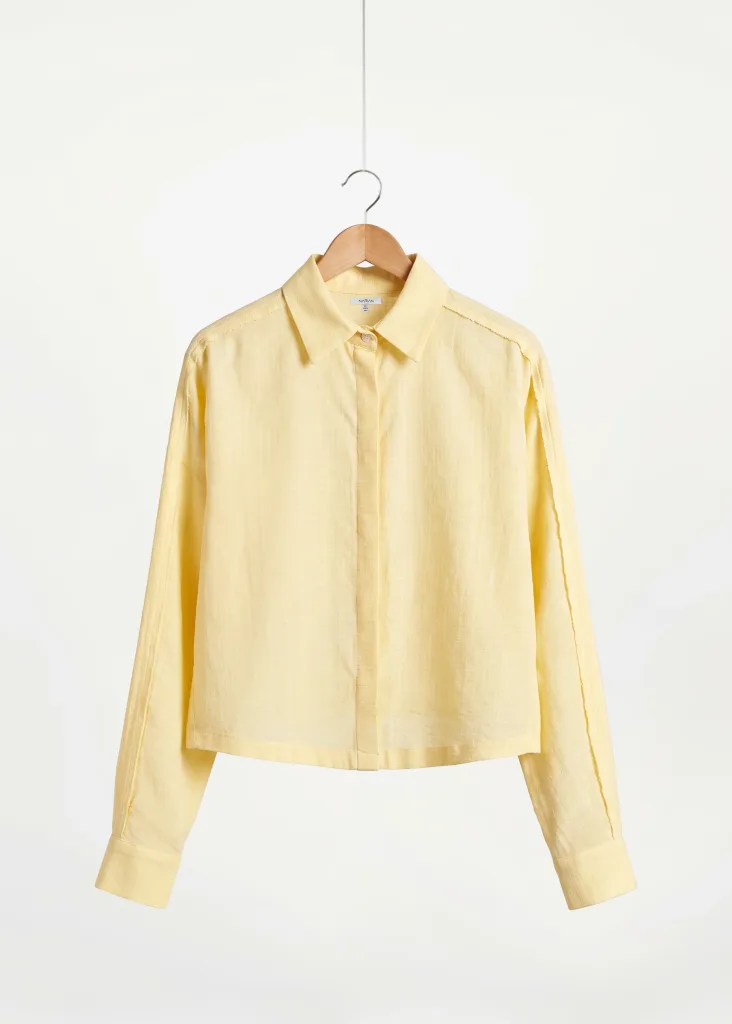 دسته بندی: پوشاک، بلوز و شومیز | نام محصول: شومیز آستین مدل دار | رنگ: لیمویی